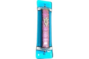 Tamara Baskin Art Glass Acordian Art Glass Mezuzah, Handmade, Gift Boxed and Scroll Included