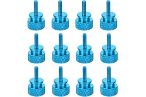 MECCANIXITY 12pcs M3x10mm Knurled Thumb Screw Computer Case Threaded Hand Tighten Screws Aluminum Alloy for PC Case, Sky Blue