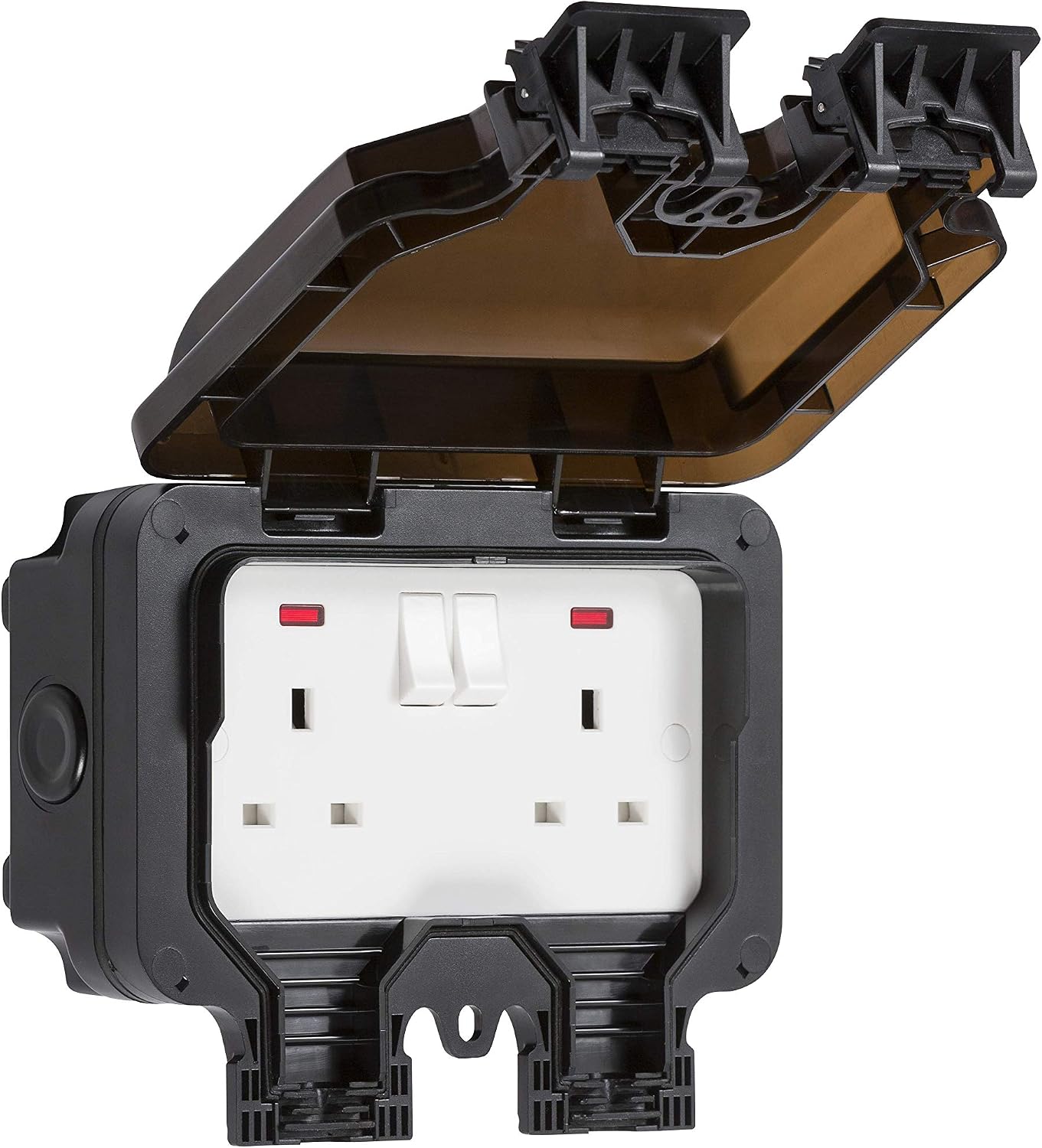 Knightsbridge OP9N Outdoor Weatherproof Double Socket IP66, Black,84.0 mm*153.0 mm*170.0 mm