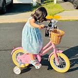 Glerc 14 Inch Kids Bike for Girls Pink with Basket Stabilizers Bell 3-5 Years view 8