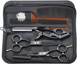 Purple Dragon Haarschere 5,5Zoll Profi Friseurschere Friseurscheren set perfekt Haarschnitt für Damen und Herren Sharfe Schere für Barbier/Friseur/Anfänger (Schwarz)