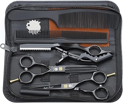 Purple Dragon Haarschere 5,5Zoll Profi Friseurschere Friseurscheren set perfekt Haarschnitt für Damen und Herren Sharfe Schere für Barbier/Friseur/Anfänger (Schwarz)
