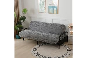 OctoRose Full Size 54x75x8inch 3 Side Zipper Chenille Grey Relif Futon Cover Sofa Daybed Couch Mattress Slipcover (Chenille-Grey-Relief, Full Size)