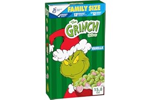 GENERAL MILLS The Grinch Cereal, Sweetened Vanilla Corn Puffs with Marshmallows, Family Size, 15.8 oz