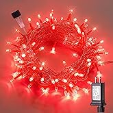 Hopolon Valentines Day Decorations String Lights, 33 FT 100 Led Red Christmas Lights Outdoor Waterproof,8 Modes Clear Wire Twinkle Fairy Light Plug in for Indoor Bedroom Party Wedding,100 LED,Red