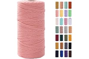 MAOQIAN Meat Pink Macrame Cord 2mm x 220Yards,Colored Cotton Rope Colorful Cotton Cord Soft Craft Cord Twine for Wall Hanging Plant Hangers Crafts Decorative Projects