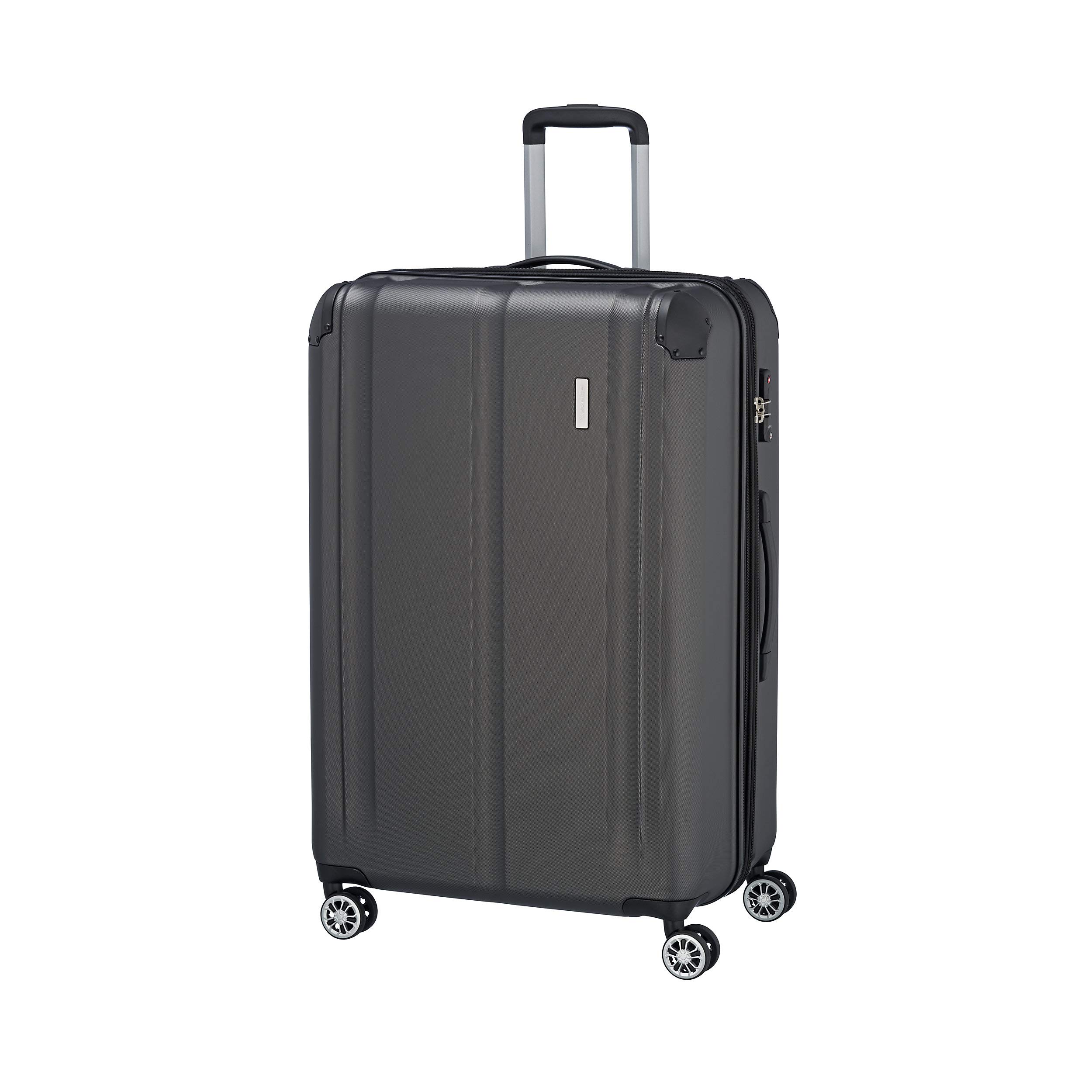 travelite Hard Shell Suitcase Large, Expandable, 4 Wheels, City, Trolley with Scratch-Resistant Surface, TSA Lock, Expansion fold, 77 cm, 113-124 l