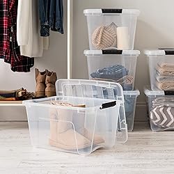 IRIS USA 32 Qt Stackable Plastic Storage Bins with
