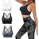 AKAMC Women's Removable Padded Sports Bras Medium Support Workout Yoga Bra 3 Pack