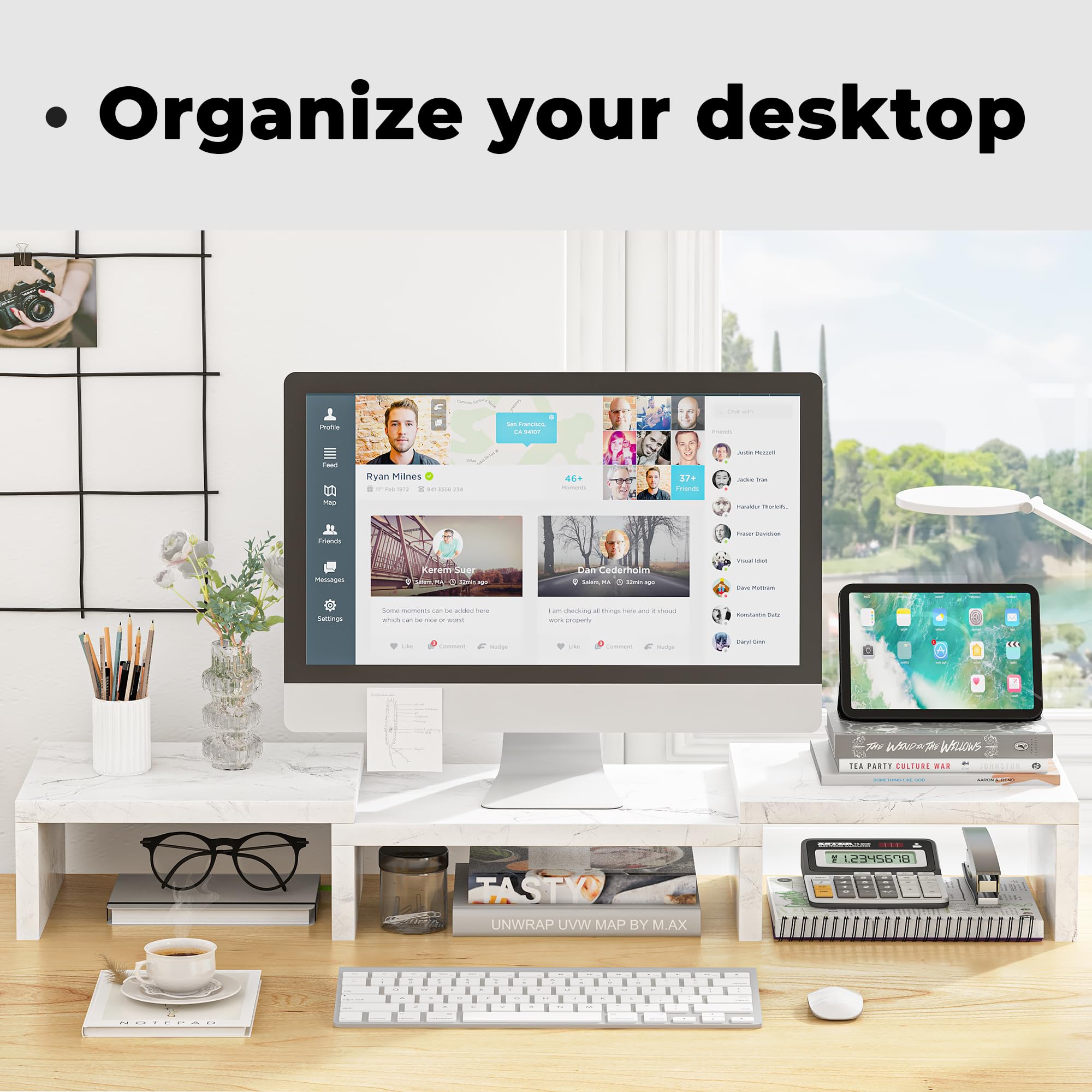 Multi Desktop Support Image Mua Dual Monitor Stand Riser, Adjustable Length and Angle Multi Screen ...
