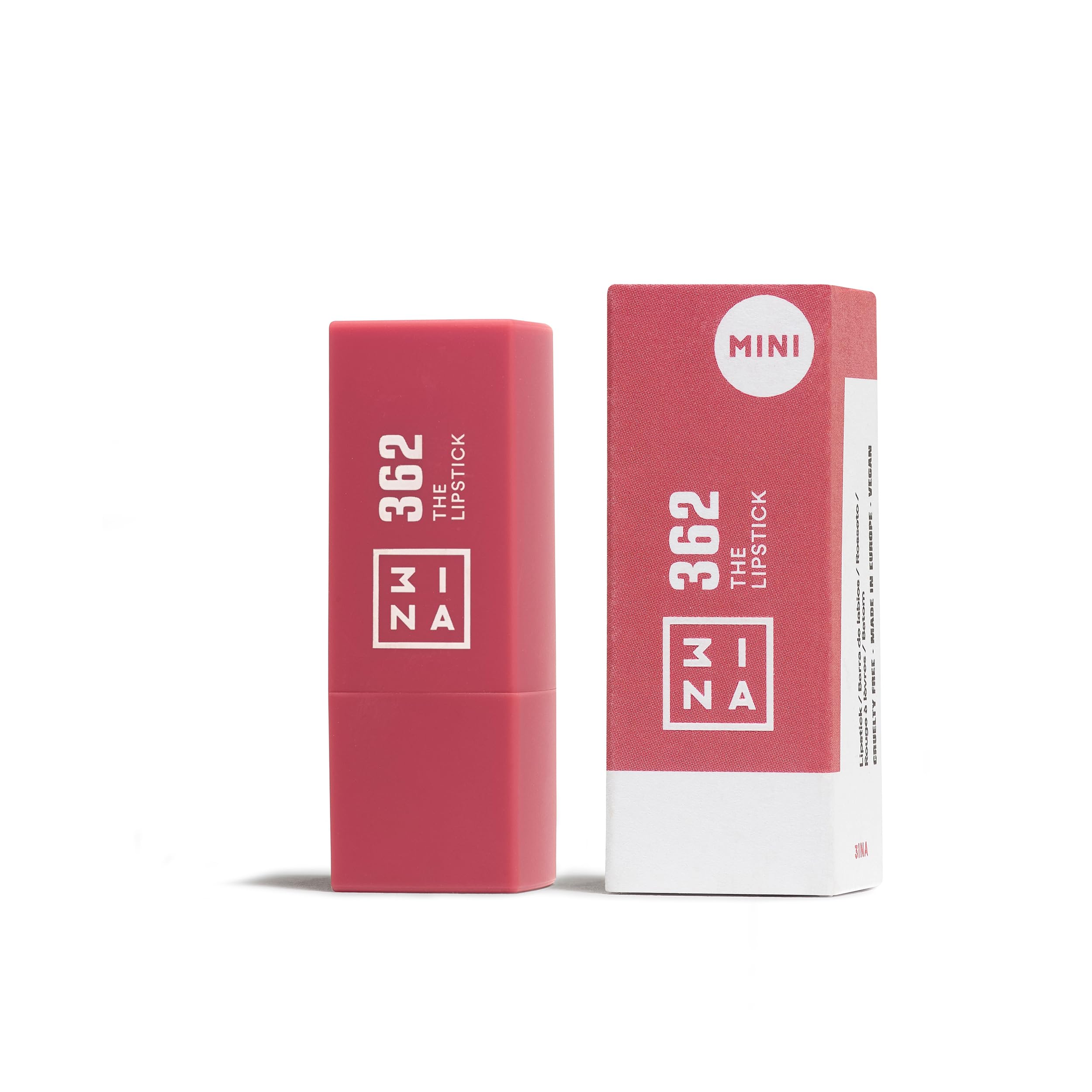 3INA MAKEUP - The Lipstick 362 (Mini) - Pink Lipstick w Vitamin E & Shea Butter to Nourish the Lips - Travel Size Lip Colour