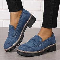 Womens Loafers Shoes Platform Chunky Penny Loafer