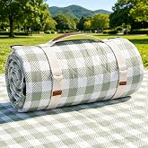 G GOOD GAIN Picnic Blankets Outdoor Extra Large 80"x80", Green | Beach Mat Waterproof, Sandproof Backing, Portable, Machine Washable, 3-Layer, Foldable, Park Lawn Grass Camping Concerts Rug