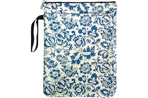 PALASARKAAA Book Sleeve for Book Lovers Women Grandma, Book Club Book Accessories Gifts for Readers Librarian Bookworm, Blue Floral Vintage Pattern Book Cover with Zipper & Front Pocket Handle Waterproof