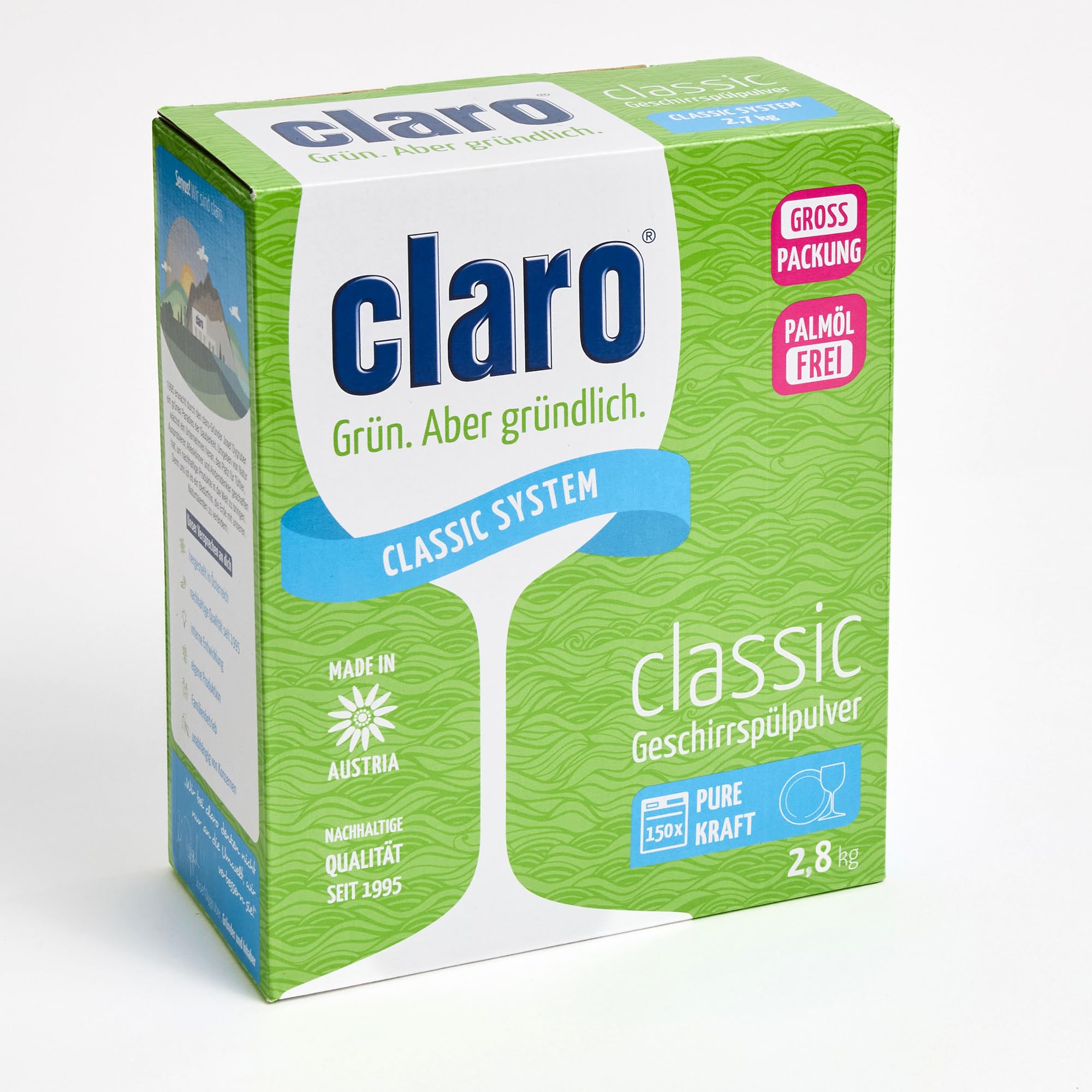 claro Classic Öko Geschirrspülpulver - 2,8 KG Spülmaschinen-Pulver - phosphatfrei, umweltfreundlich & vegan - 155 Spülgänge 3