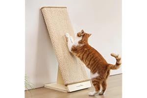 FUKUMARU Cat Scratcher, Sisal Cat Scratching Post Ramp, 23.6 Inch Replaceable Scratching Mat for Indoor Cats, Wood Frame L Sh
