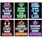 Dazzlewall 6Pcs Game Wall Art Poster Video Gamer Room Decor, Neon Gaming Poster for Teenage Boy Room Décor 8x10 in Unframed