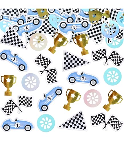 Raceauto Verjaardagsdecoratie 200 Stuks – Twee-snelle Confetti Met Autoband En Geruite Vlag Voor 2e Verjaardag