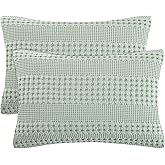 PHF 100% Cotton Waffle Pillow Shams Standard Size, 2 Pack 20" x 26" Soft Skin-Friendly Pillowcases, No Filling, Aesthetic Woven and Breathable Waffle Weave Pillow Case Covers for Bed, Mint Green