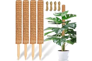 【4 Pack】 JJGoo Moss Pole, 17 inch Coco Coir Totem Poles Extending to 53 Inches, Plant Support Stick Plant Poles for Indoor Plants Climbing Plants Monstera, Sphagnum, Pothos