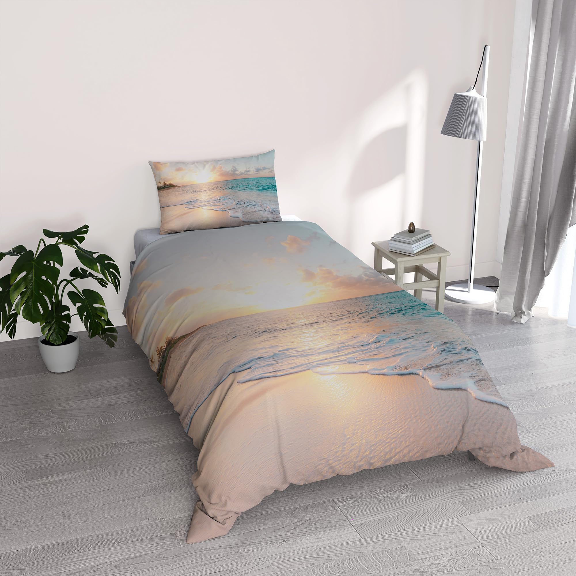 Italian Bed Linen GOODNIGHT Microfibre Duvet Cover Set with Digital Print, Haiti, Single