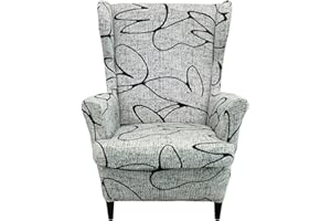 NILUOH 2-Piece Wing Chair Slipcovers Stretch Wingback Chair Sofa Slipcover Wingback Armchair Slipcovers Furniture Protector with Elastic Bottom for Wingback Chairs Machine Washable, Lotus