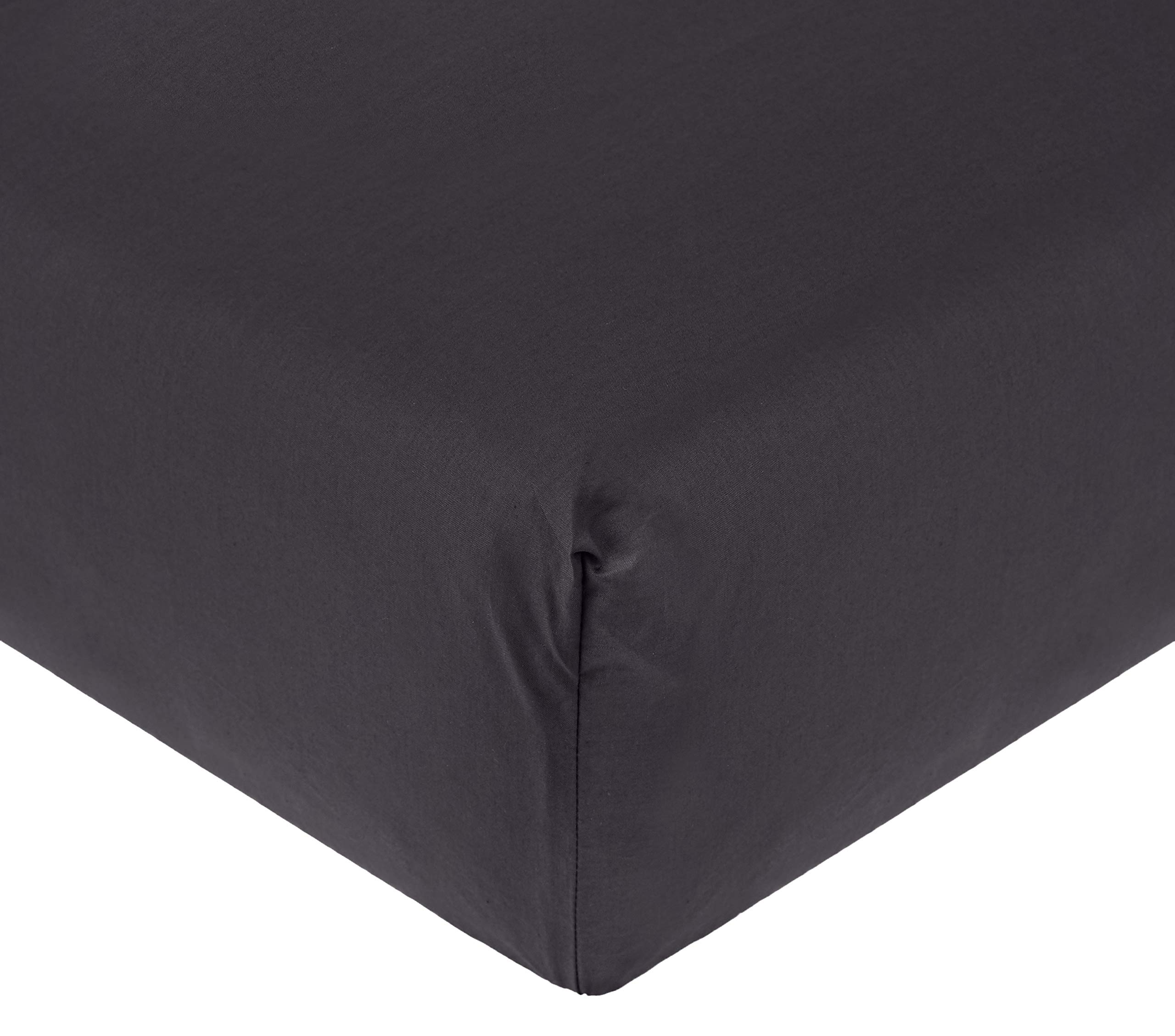 De Witte Lietaer Bumblebee Luxury Percale Cotton Fitted Sheet, Cotton, dark grey, 160 x 200 x 40 cm