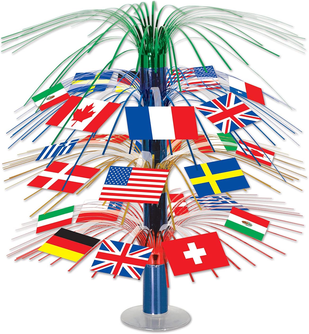 Beistle International World Flags Cascade Table Centerpiece Travel Theme Party Decorations, 18
