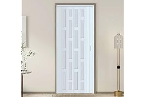 DIYHD 36x80in White PVC Multifold Accordion Door with Installation Hardware for Closet
