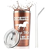 JENVIO Horse Gifts For Women | Horses Keep Me Stable | 20 oz Stainless Steel Wine/Coffee Tumbler w Lid Straws and Gift Box | Unique Mug For Girls, Mom, Birthday, Lovers, Valentine's Day Gift