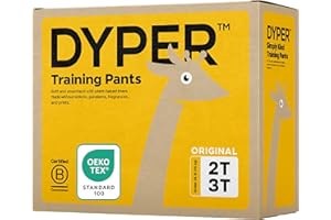 DYPER Toddler Potty Training Pants Girls & Boys Size 2T-3T, Honest Ingredients, Day & Overnight, Made with Plant-Based* Materials, Hypoallergenic for Sensitive Skin, Unscented