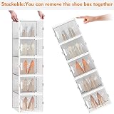 SIMPDIY 12-Pack Clear Stackable Shoe Boxes with Lids, Ventilation, UK 12 Fit view 4