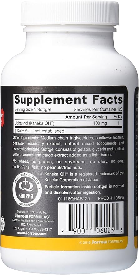 Amazon Com Jarrow Formulas Ubiquinol Qh Absorb High Absorption Enhanced Stability 100 Mg 1 Softgels Packaging May Vary Health Personal Care