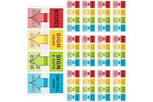 800 Pcs Perkoop Sign Here Notarize Initial Here Sign and Date Tabs Stickers Flags for Office School Students Notebook Annotating Books Notary Books