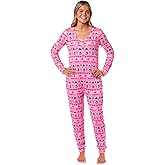 INTIMO Mean Girls Women's Christmas Waffle Union Suit One-Piece Long Sleeve Footless Loungewear Sleep Pajamas