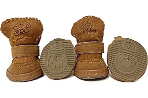 HPWFHPLF Dog Boots, Dog Shoes for Small Dogs Chihuahua, Anti-Slip Paw Protectors for Snow Winter (Brown, Size3)