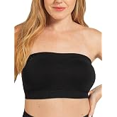 SHAPERMINT Strapless Bra, No-Slip Wireless Bandeau with Sewn-in Cups | Wireless bandeau bra with silicone grip, sewn-in molded cups, reinforced underbust and convertible regular or clear straps.