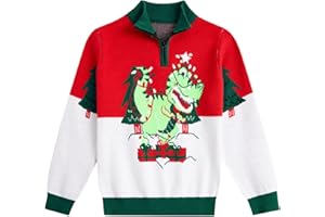 ADUKIDE Boys Christmas Ugly Sweaters Size 3-10T Xmas Kids Pullover Sweater 1/4 Zip Half Turtleneck Jumper