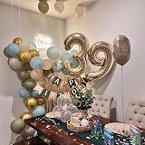 Togvu Dusty Green Blue Balloons 60 Pack 12 Inch Confetti Gold Beige Safari view 5