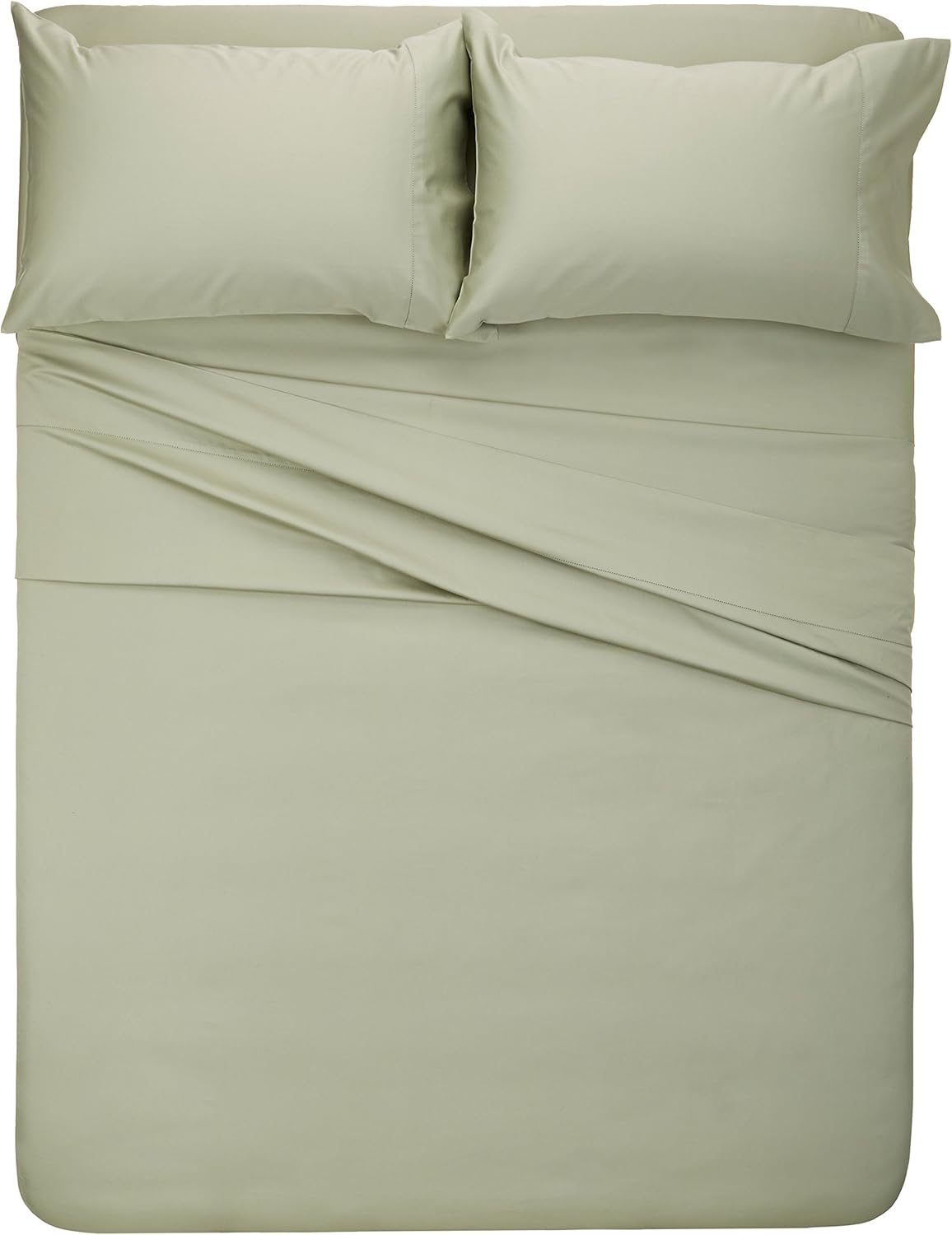 Pinzon 400 Thread Count Egyptian Cotton Sateen Hemstitch Sheet Set - Queen, White: Home & Kitchen