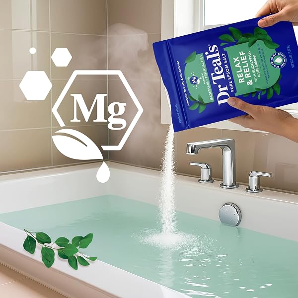 DR TEAL’S PURE EPSOM SALT, RELAX & RELIEF WITH EUCALYPTUS AND SPEARMINT, 3 LB (PACK OF 4)