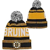 Outerstuff NHL Kids Youth 8-20 One Size Team Color Primary Logo Sports Tech Knit Cold Weather Hockey Pom Beanie Hat