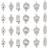 PH PandaHall 24 Sets 6 Style Filigree Box Clasps Filigree Pearl Clasps Platinum Plated Brass Single Strand Jewelry Clasps for DIY Pearl Necklace Bracelet Making