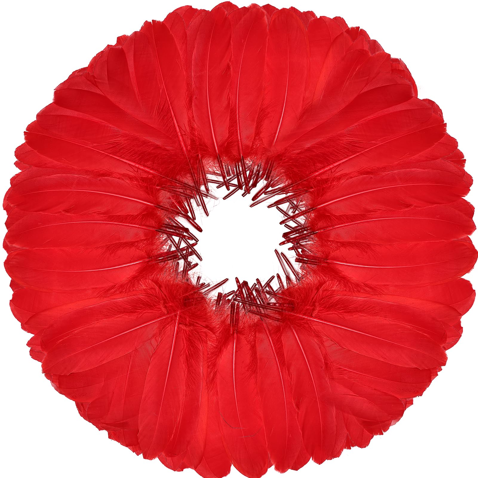 FeelfunFeather 120pcs Red Goose Feathers 6-8 Inch