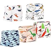 LIFPAU Boys Boxer Briefs Toddler, Dinosaur Underwear, Soft Breathable Cotton 5 Pack for Little Boys 2-8 Years