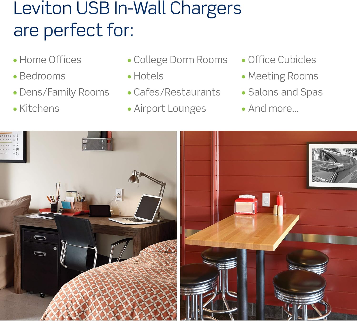 Leviton T5635-W USB Dual Type-C with Power Delivery (PD) In-Wall Charger with 15 Amp, 125 Volt Tamper-Resistant Outlet, 1-Pack, White - - 