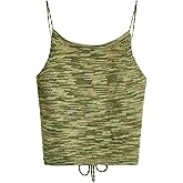 SweatyRocks Women's Sleeveless Space Dye Knit Camisole Criss Cross Backless Crop Top