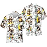Sell4Style Men's Hawaiian Wrinkle Free Short Sleeve Button Down Funny Tropical Floral Beach Vacation Shirt