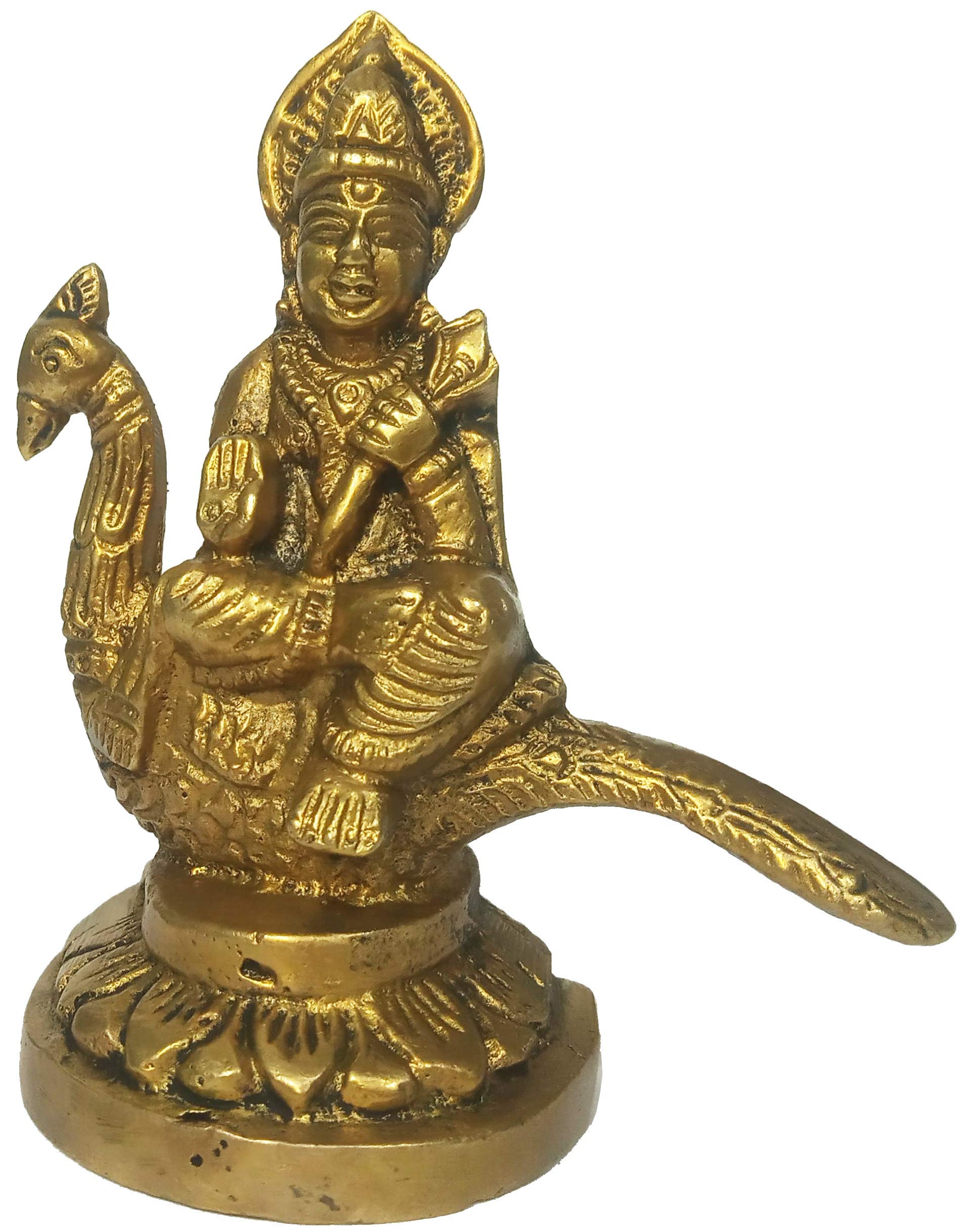 Purpledip Brass Idol Murugan Karthikeya: Subrahmanya Statue (11229C)