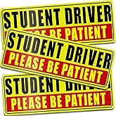Sukh Student Driver Magnet for Car - Be Patient Student Driver Magnet New Student Driver Sticker Safety Warning Reflective Signs Reusable Movable 3 Pcs